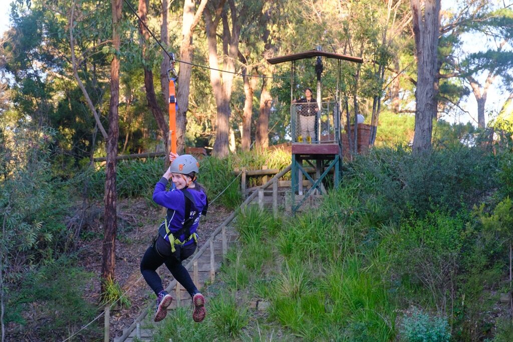 The flying fox course at Oasis Camp
