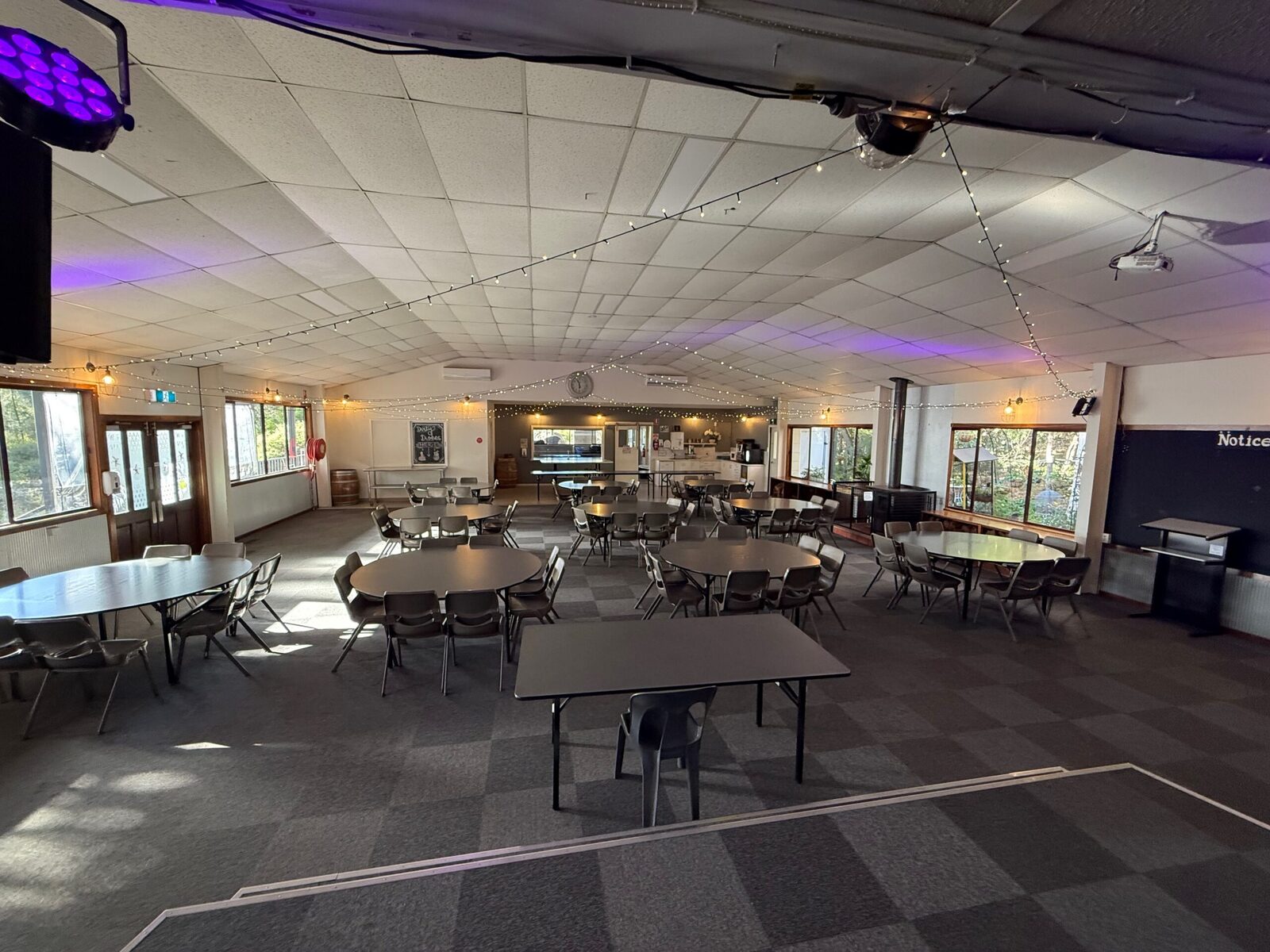 Inside the dining hall at Oasis Camp